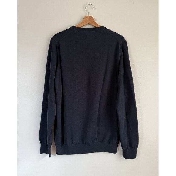 Barbour 100% Cotton Navy Crewneck Sweater Logo Preppy Casual Academia L - Picture 2 of 9